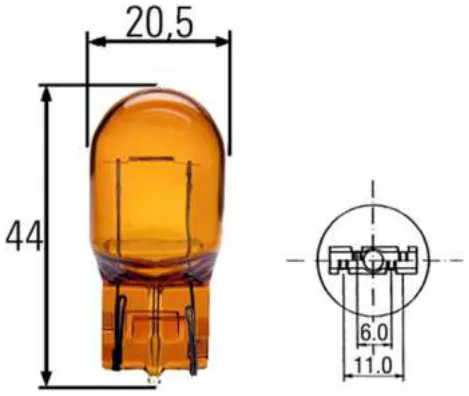 Lámpara cuña T20 Ámbar (1 Filamento) Modelo Japonesa