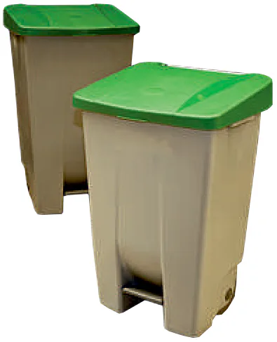 CUBO DE BASURA CON RUEDAS + PEDAL 80 L.